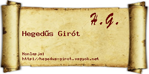 Hegedűs Girót névjegykártya